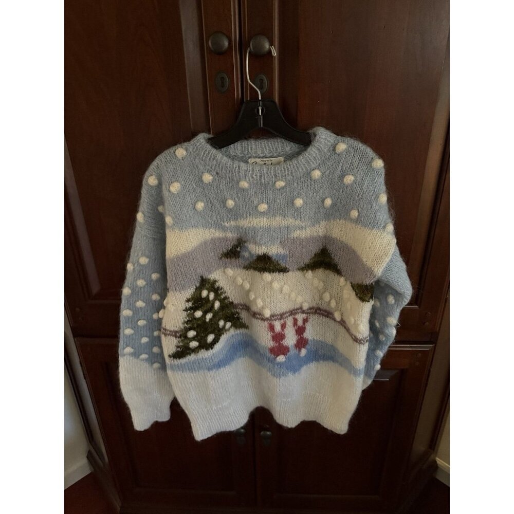 Vintage Susie Lee Mohair Wool Hand Knitted Sweater Cottage Core Made in England